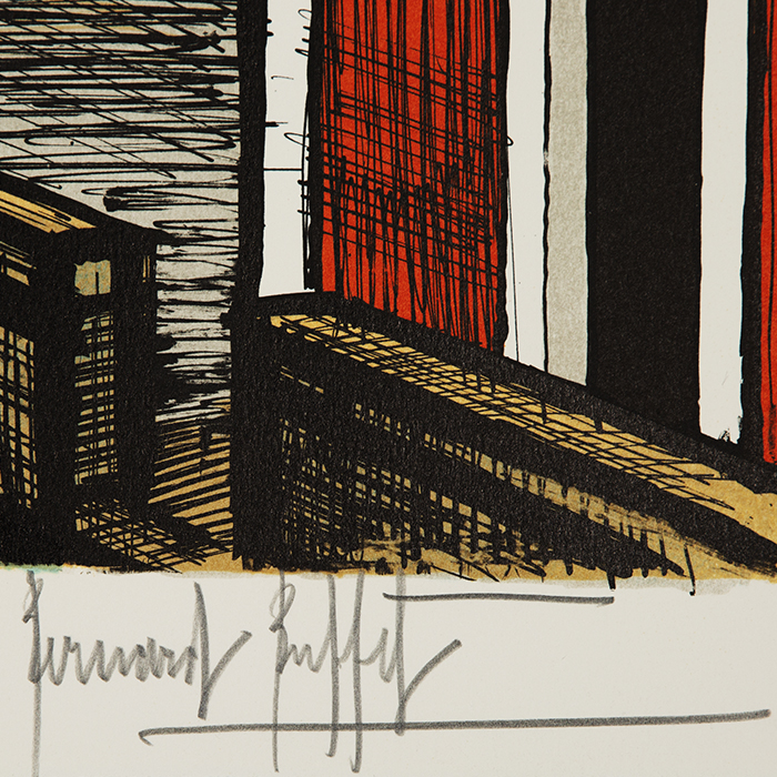 Bernard Buffet, "Scuola San Marco", from the album "Venise", lithograph in colors on paper, signed and annotated EA (AP), of 1986 - Detail D3