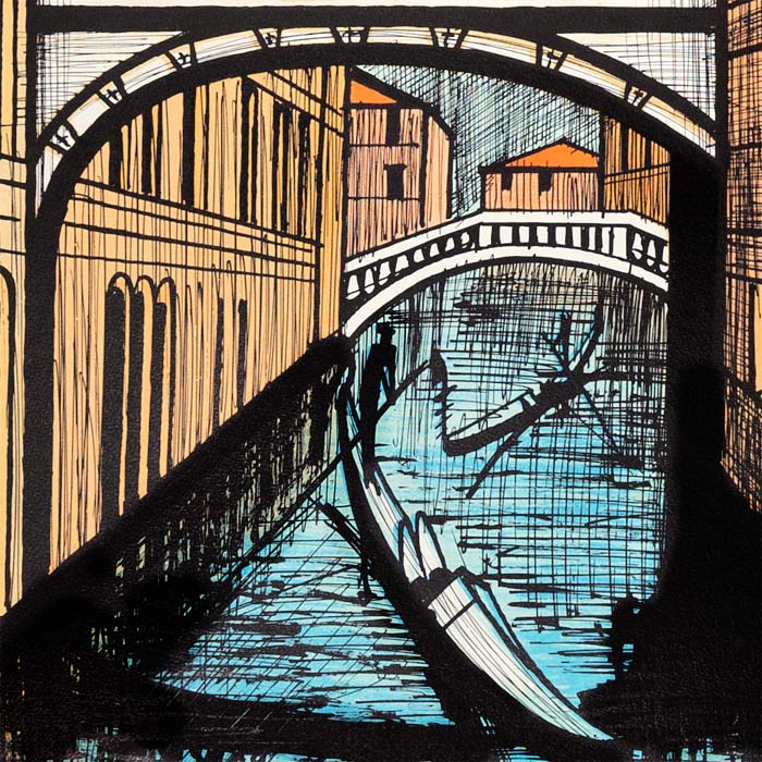 Bernard Buffet, "Venise, the bridge of Sighs", from the "Venise" album, lithograph in colors on paper, signed and annotated EA (AP), of 1986 - Detail D1