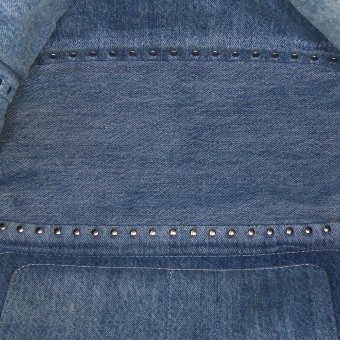 Borsa Valentino Rockstud trapeze in denim blu con motivo a farfalla - Detail D3