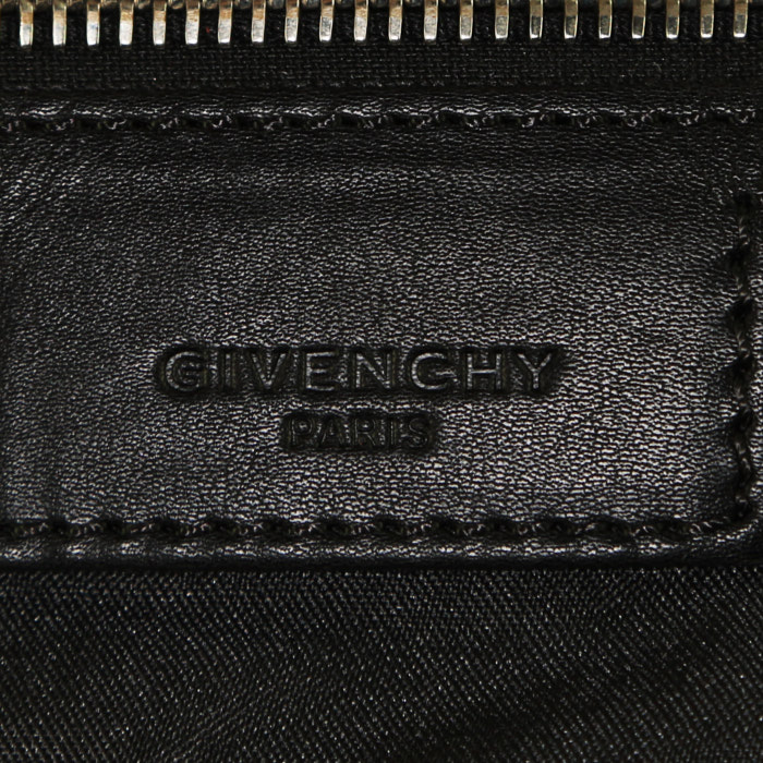 Shopping bag Givenchy in pelle nera e tessuto scamosciato rosso - Detail D3