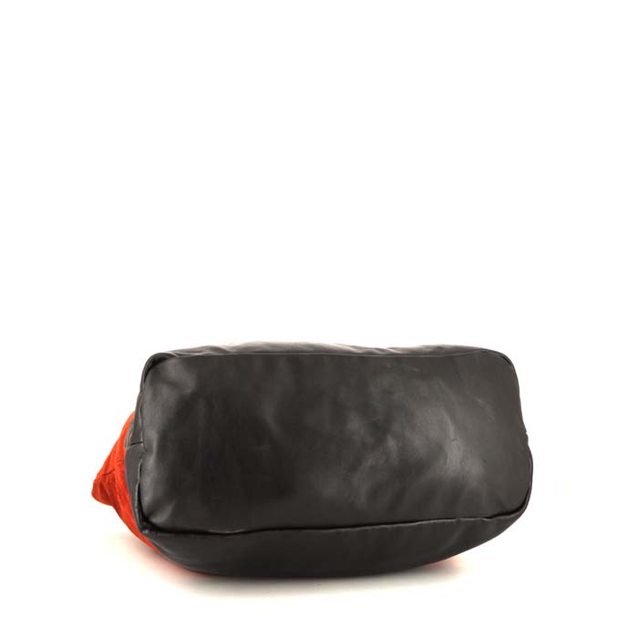 Shopping bag Givenchy in pelle nera e tessuto scamosciato rosso - Detail D4