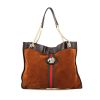 Gucci Rajah shopping bag in brown suede and black patent leather - 360 thumbnail