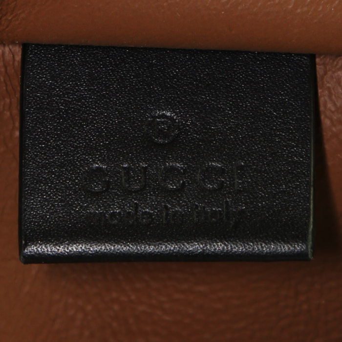 Sac cabas Gucci Rajah en daim marron et cuir verni noir - Detail D3