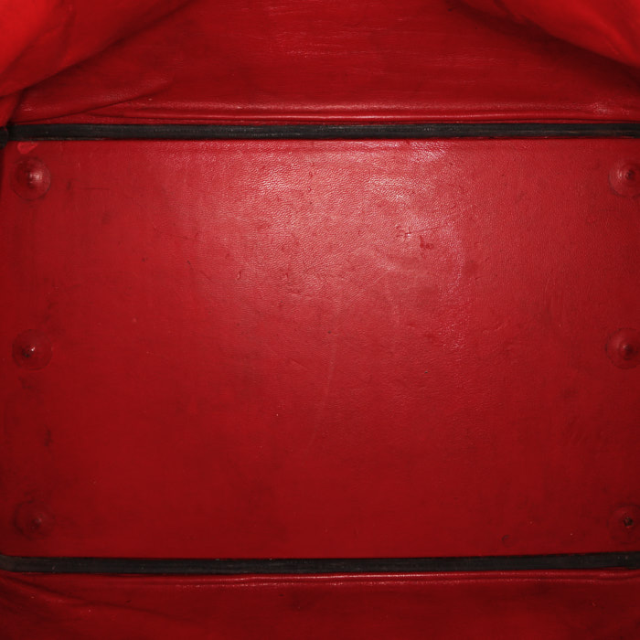 Borsa da viaggio Hermes Haut à Courroies in pelle box nera - Detail D2