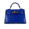 Bolso de mano Hermès Kelly 20 cm en cuero Mysore azul real - 360 thumbnail
