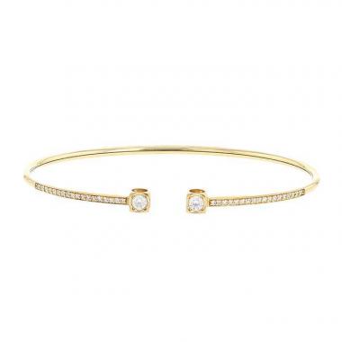 Bracelet jonc Dinh Van Cube moyen modèle en or rose et diamants
