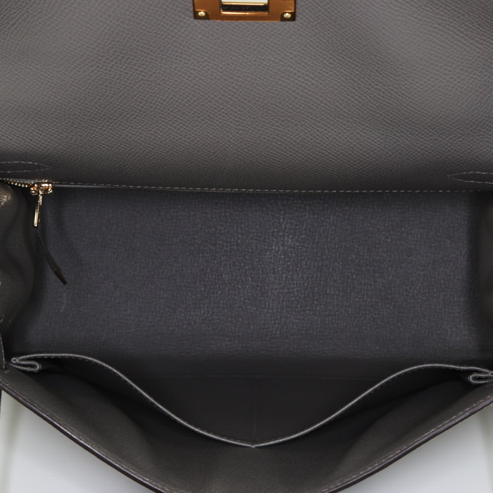 Hermès Kelly 28 cm handbag  in grey epsom leather - Detail D3
