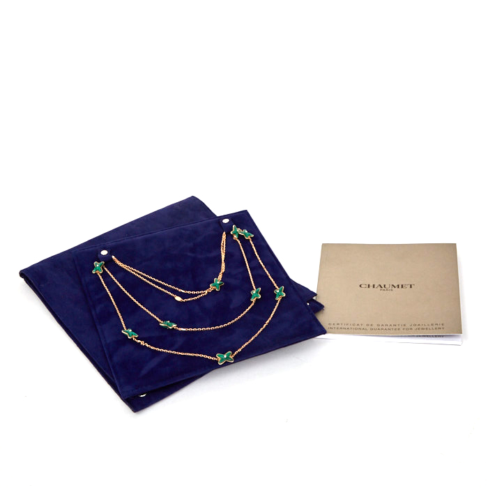 Sautoir Chaumet Jeux de Liens en or rose, malachite et diamants - Detail D2