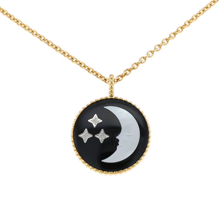 Collier Dior Rose Céleste en or jaune,  nacre, onyx et diamant - Detail D2