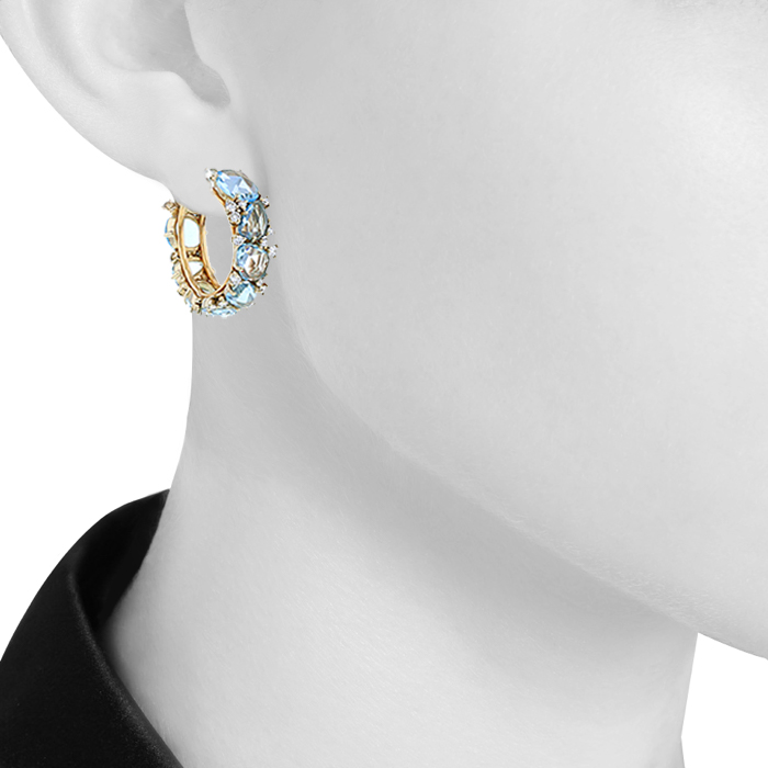 Pomellato Lulu hoop earrings in pink gold, topaz and diamonds - Detail D1