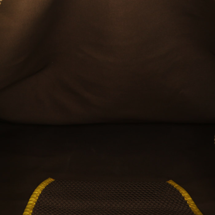 Sac de voyage Louis Vuitton America's Cup en toile damier jaune et cuir naturel - Detail D3