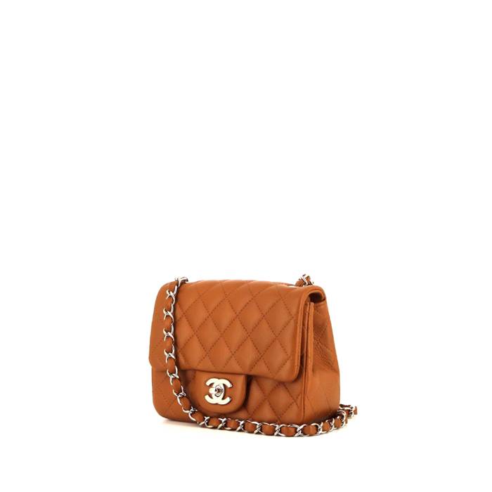 Chanel Vintage 2002 Tan Patent Choco Bar Medium Flap Bag