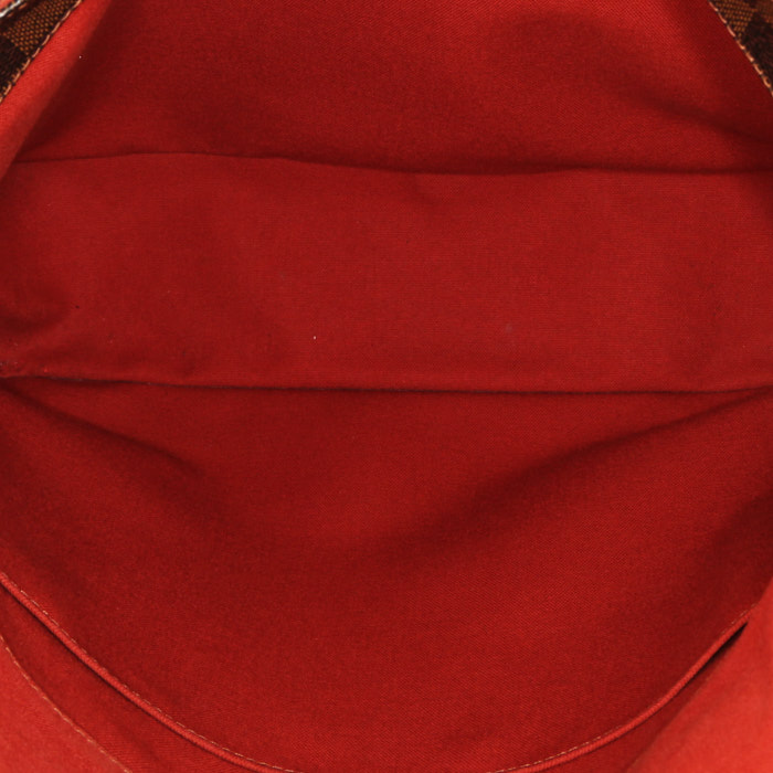 Sac bandoulière Louis Vuitton Bastille en toile damier enduite ébène et cuir marron - Detail D2