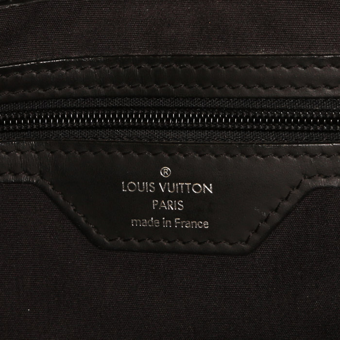 Louis Vuitton Sac Plat shopping bag in black epi leather - Detail D3