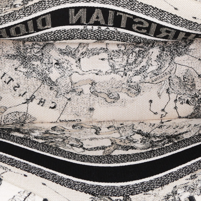 Shopping bag Dior Book Tote in tela con stampa nera e bianca - Detail D2