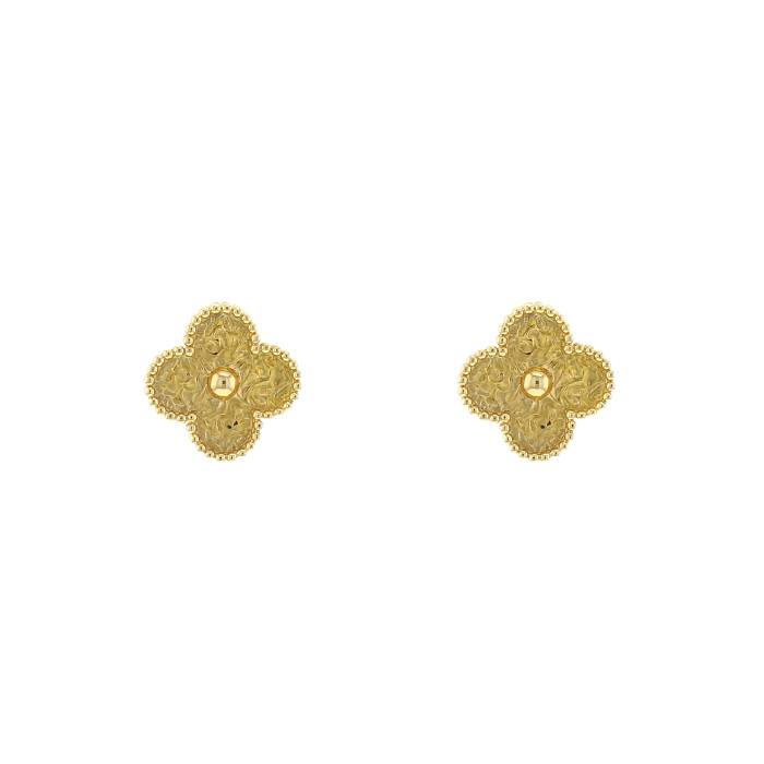 Paire de boucles d'oreilles Van Cleef & Arpels Alhambra Vintage en or jaune