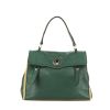 Saint Laurent Muse Two handbag in green leather and beige canvas - 360 thumbnail