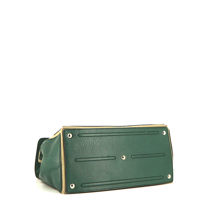 Borsa Saint Laurent Muse Two in pelle verde e tela beige - Detail D4