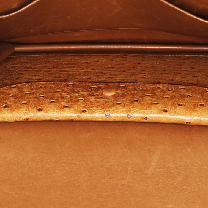 Pochette Hermès Faco en autruche gold - Detail D2
