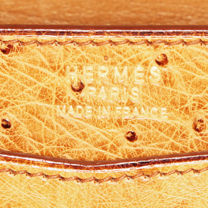 Hermès Faco pouch in gold ostrich leather - Detail D3