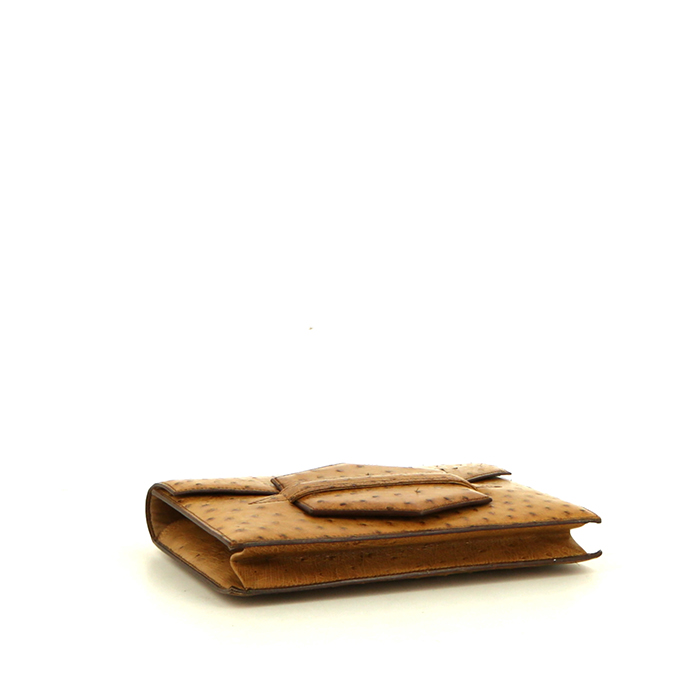 Hermès Faco pouch in gold ostrich leather - Detail D4