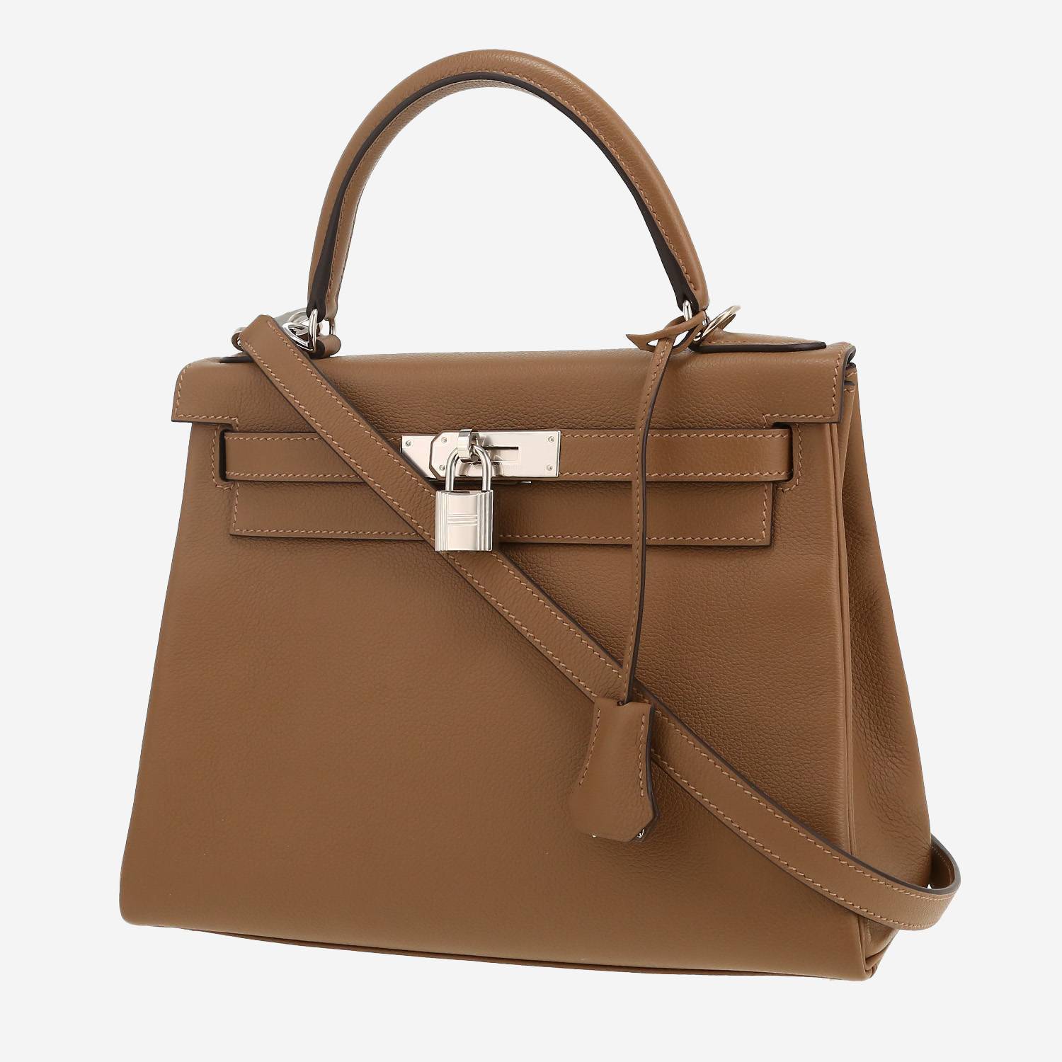 Borsa Hermès Kelly da 28 cm in pelle Evercolor Étoupe color paglia