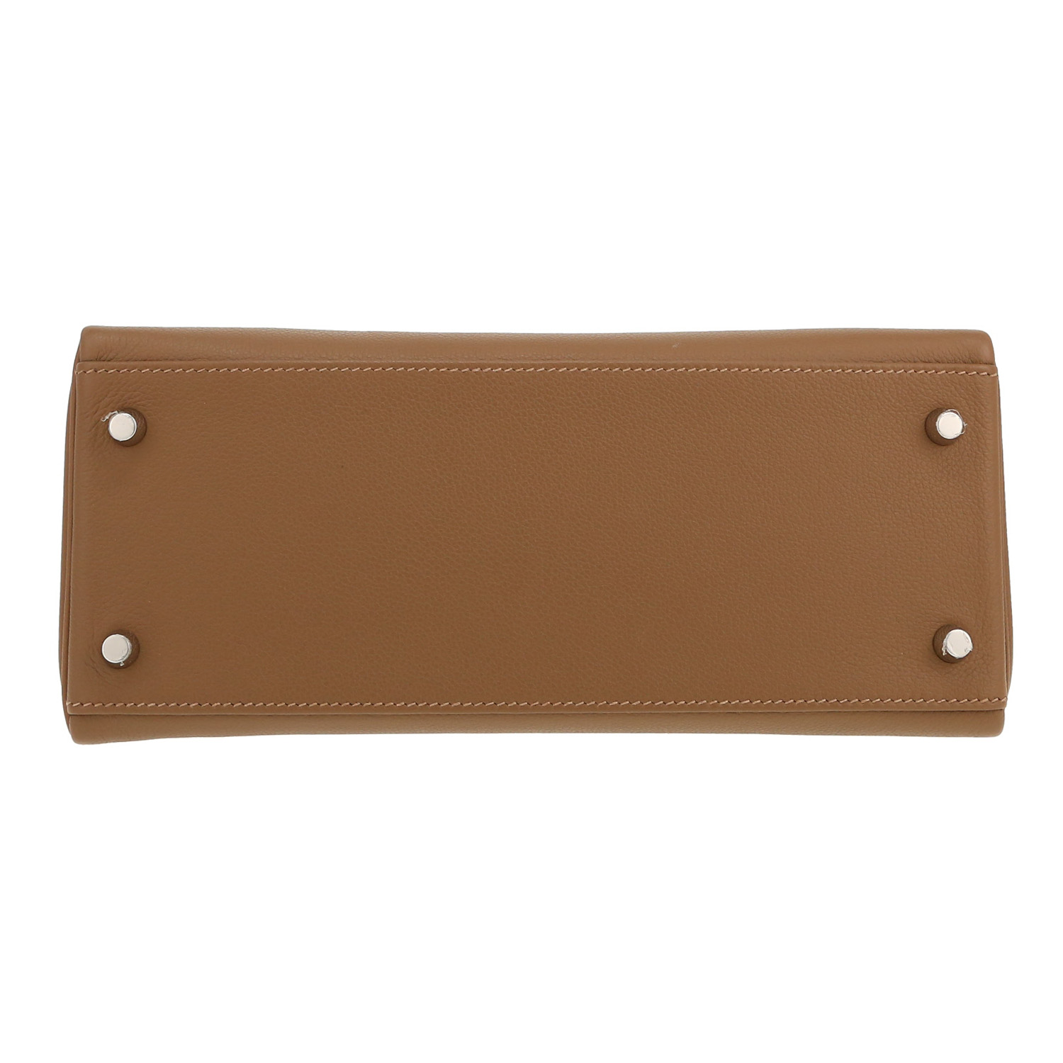 Bolso de mano Hermès  Kelly 28 cm en cuero togo marrón etoupe - Detail D1