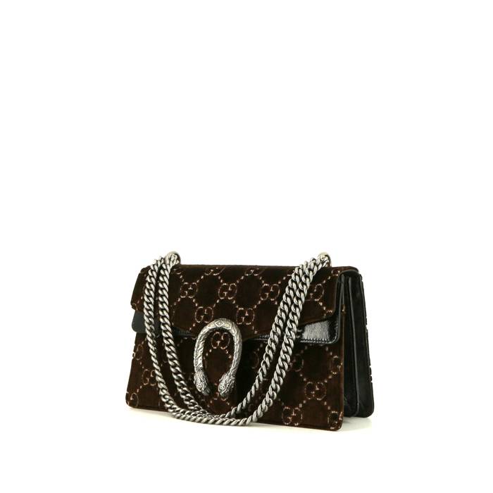 etikette Blind nøgen Gucci Dionysus lille model håndtaske i brunt fløjl og læder | auktionslab