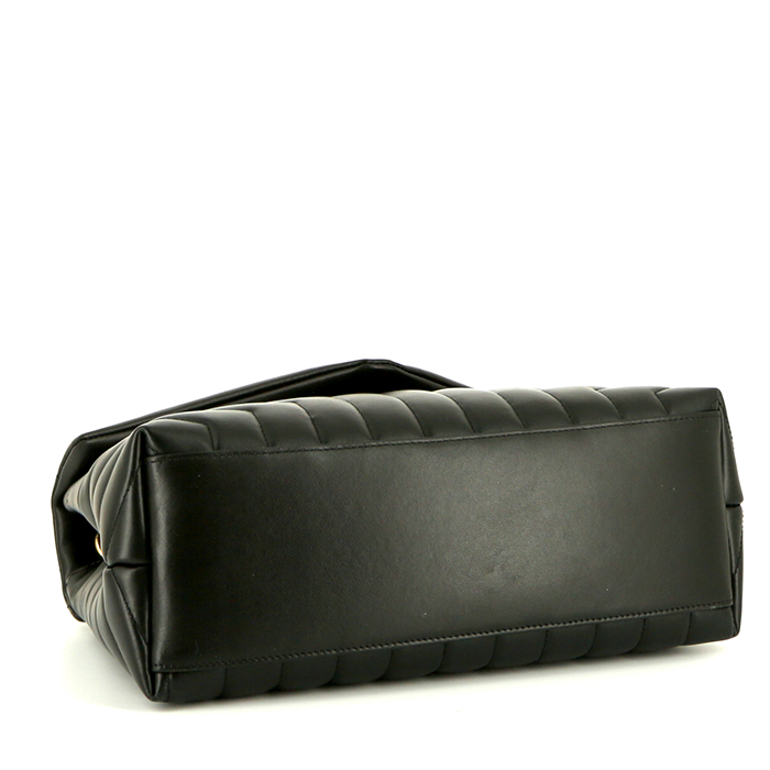 Saint Laurent Loulou medium model shoulder bag in black chevron quilted leather - Detail D5