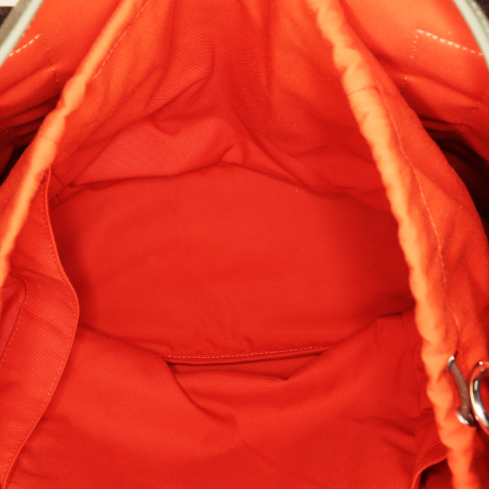 Sac cabas Hermès  Sac de pansage Groom en toile vert-kaki et marron - Detail D3