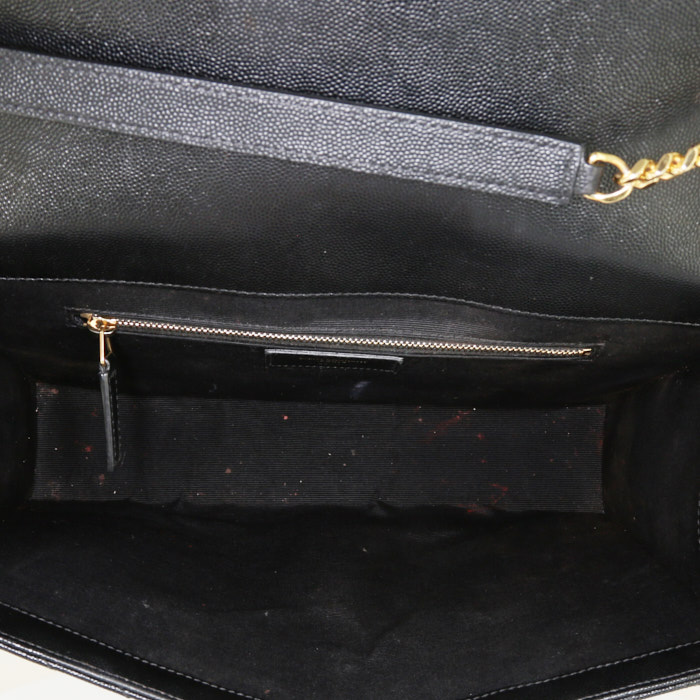 Saint Laurent College shoulder bag in black chevron quilted leather - Detail D3