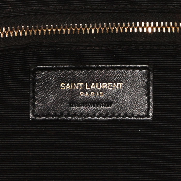 Sac bandoulière Saint Laurent College en cuir matelassé chevrons noir - Detail D4
