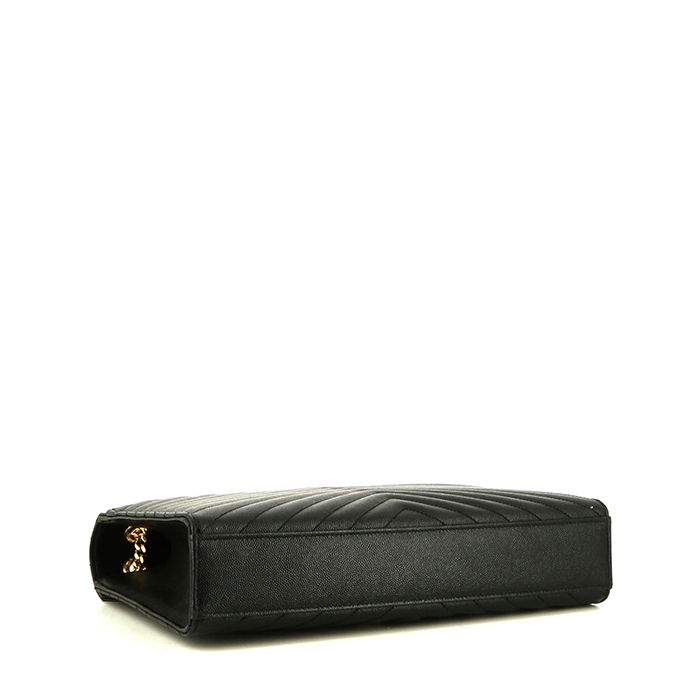 Bolso bandolera Saint Laurent College en cuero acolchado con motivos de espigas negro - Detail D5