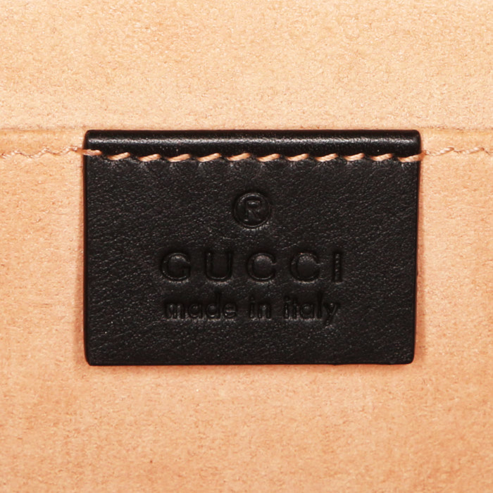 Bolso bandolera Gucci Padlock en lona Monogram marrón y cuero negro - Detail D4
