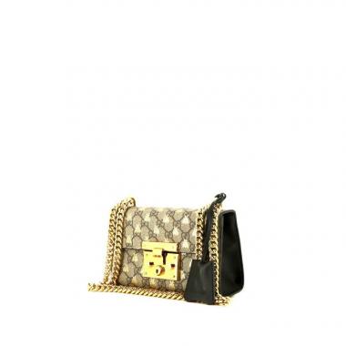 Bolso bandolera Gucci Padlock en lona Monogram marrón y cuero negro