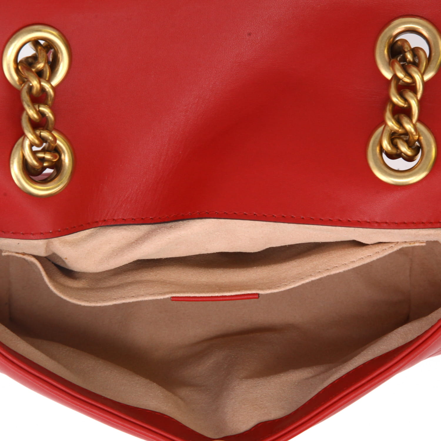 Sac bandoulière Gucci  GG Marmont mini  en cuir matelassé rouge - Detail D3
