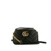 Bolso bandolera Gucci GG Marmont Camera en cuero acolchado con motivos de espigas negro - 360 thumbnail