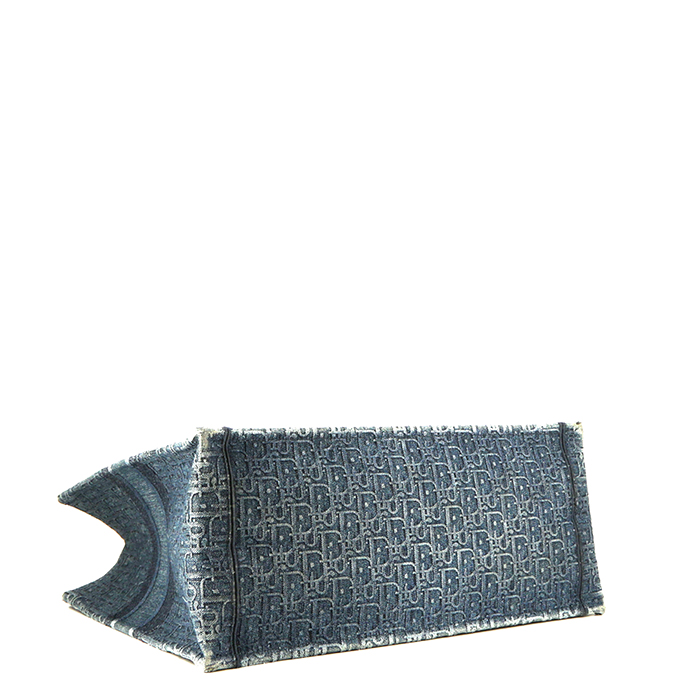 Sac cabas Dior Book Tote grand en toile monogram bleue - Detail D4