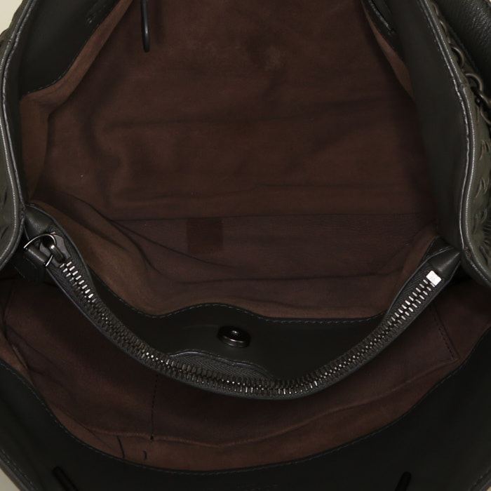 Sac cabas Bottega Veneta Chain Tote petit modèle en cuir intrecciato gris - Detail D2