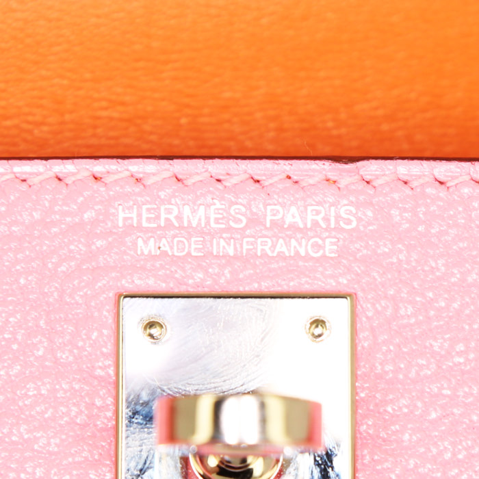 Bolso de mano Hermès Kelly 20 cm en cuero Mysore Rose Confetti - Detail D4