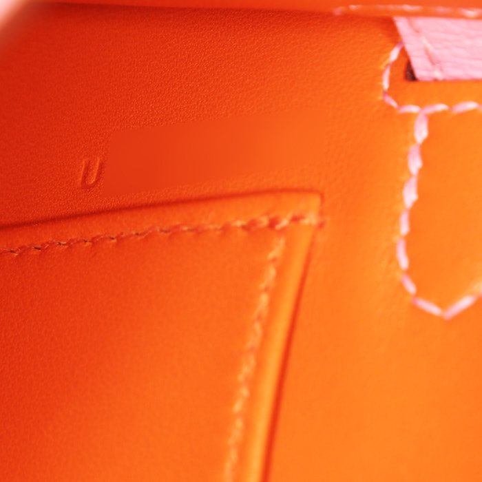 Sac à main Hermès Kelly 20 cm en cuir Mysore Rose Confetti - Detail D5