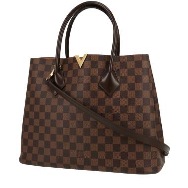 Bolso de mano Louis Vuitton  Kensington en lona a cuadros ébano y cuero marrón