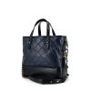 Chanel  Gabrielle  medium model  shoulder bag  in navy blue quilted leather  and black smooth leather - 00pp thumbnail