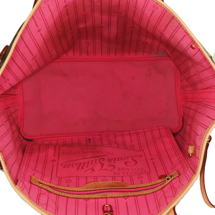 Bolso Cabás Louis Vuitton Neverfull en lona Monogram y cuero natural - Detail D2