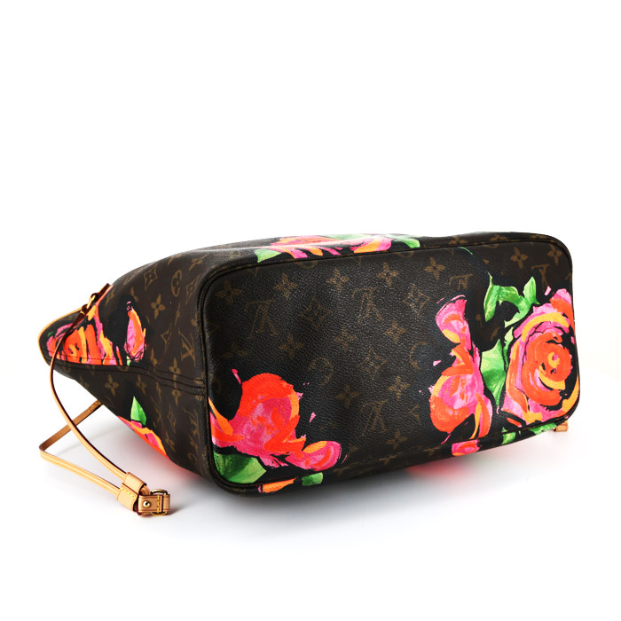 Sac cabas Louis Vuitton Neverfull en toile monogram et cuir naturel - Detail D4
