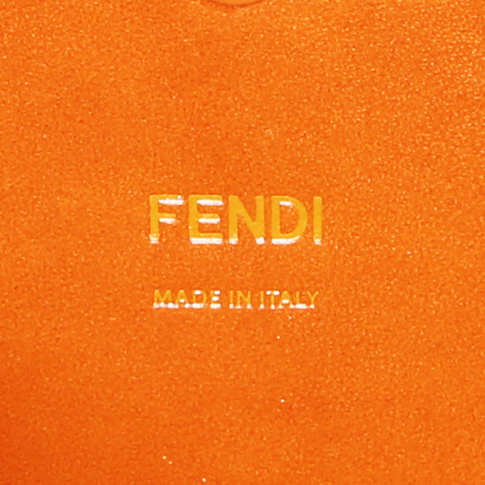 Fendi Baguette handbag  in yellow monogram canvas  and brown leather - Detail D4