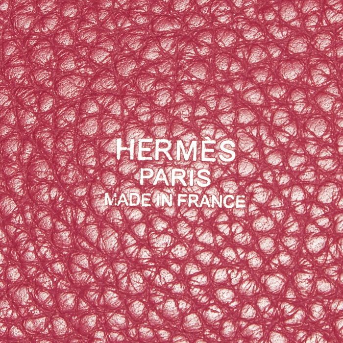 Bolso de mano Hermes Picotin 22 cm en cuero taurillon clémence color frambuesa - Detail D3