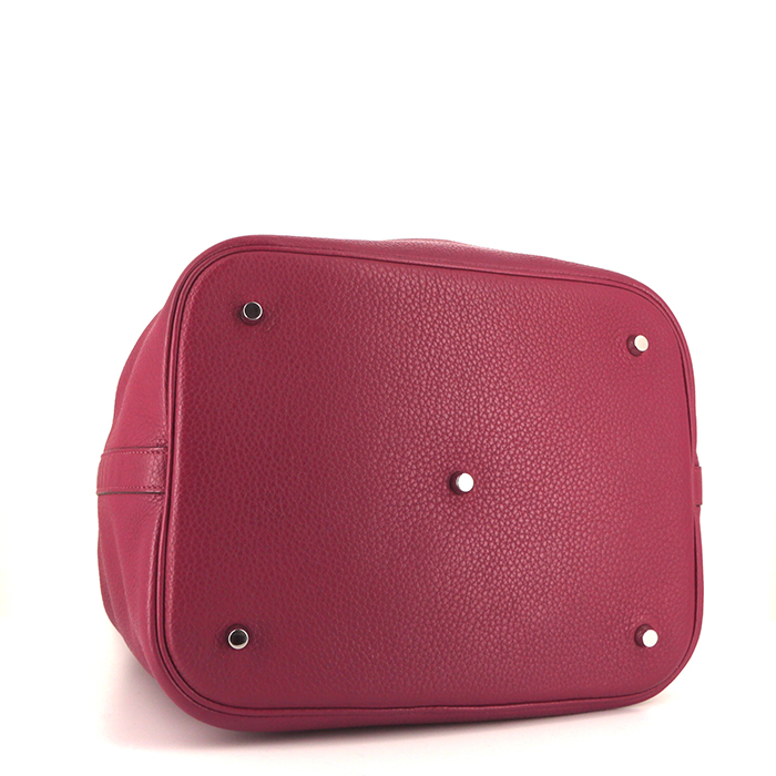 Sac à main Hermes Picotin 22 cm en cuir taurillon clémence rose-framboise - Detail D4