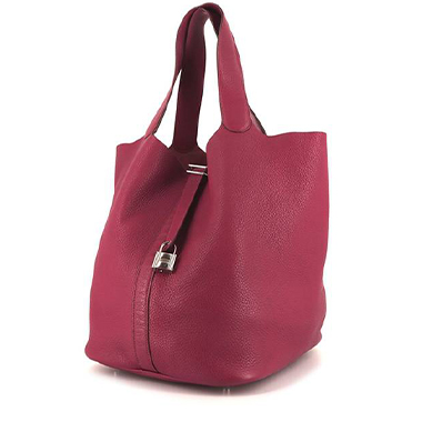 Sac à main Hermes Picotin 22 cm en cuir taurillon clémence rose-framboise