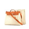 Hermes Herbag bag worn on the shoulder or carried in the hand in beige canvas and natural leather - 00pp thumbnail
